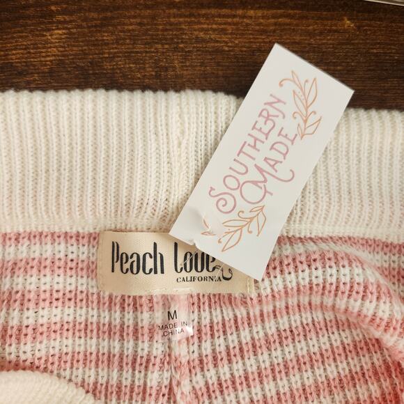 PEACH LOVE NWT Pink & White Stripe Knit Shorts, Size Medium - Picture 5 of 6